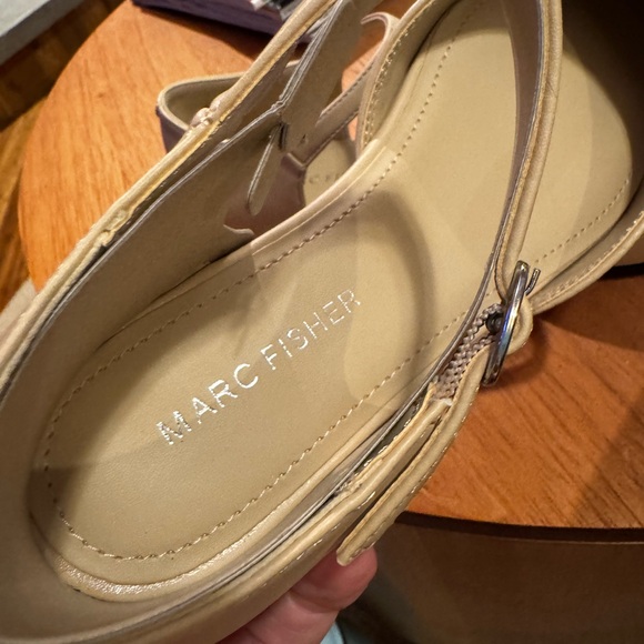 Marc Fisher Tan and Black Ankle Strap Flats - Picture 2 of 4